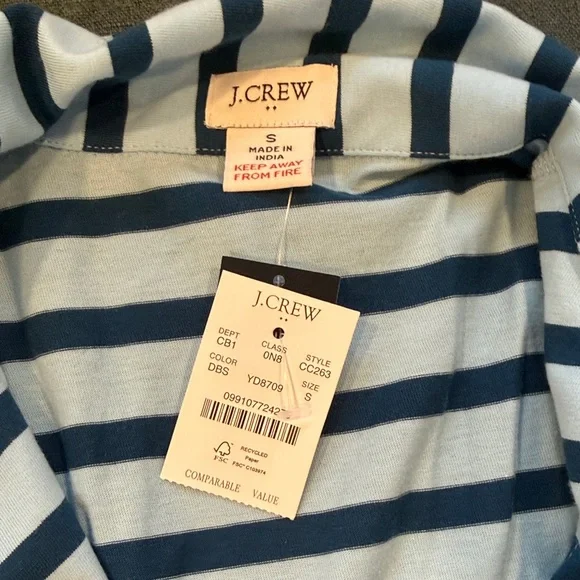 NWT J. Crew Striped Blue Striped Pajama Set - Picture 2 of 3